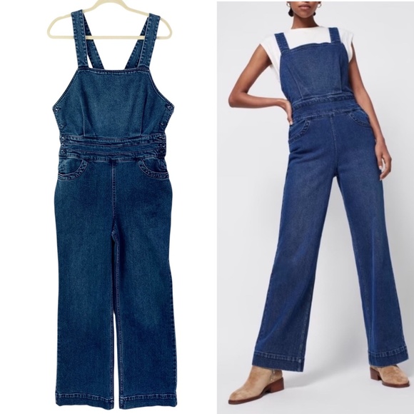 Faherty Avenue Jumpsuit Dark Indigo Wash Sz L - Picture 1 of 16